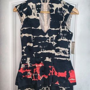 Black Halo Printed Peplum Dress